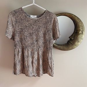 Urban Romantics • Smocked Leopard Print Blouse